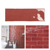 Tenedos HTC184 Ceramic Subway Wall Tile Handmade Look Glossy Glaze for Backsplash Kitchen, Bathroom Shower, Accent Wall (1, Rich Rouge)